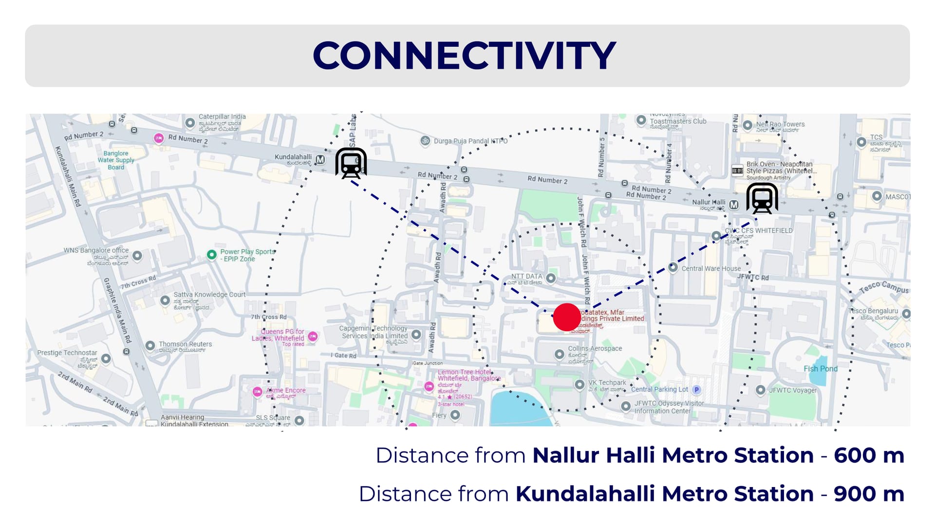 Location map — Whitefield metro connectivity